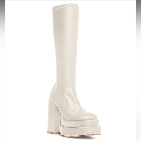 Steve Madden Shoes - STEVE MADDEN OFF WHITE CYPRESS PLATFORM wedge boot knee high NEW